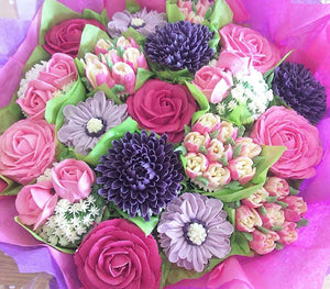 Our delicious freshly baked cupcakes beautifully arranged as a flower bouquet.   Perfect as a gift, why send flowers when you can send edible ones!