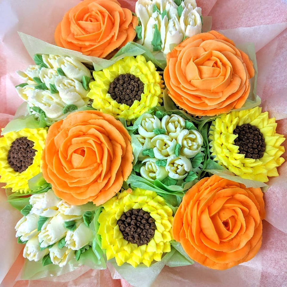 Orange Rose Cupcake Bouquet