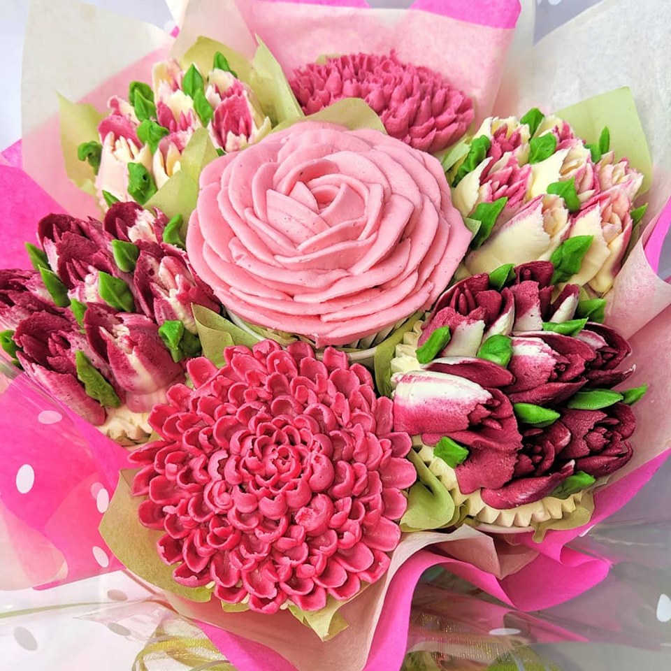 Claret and Pink Tulip Bouquet